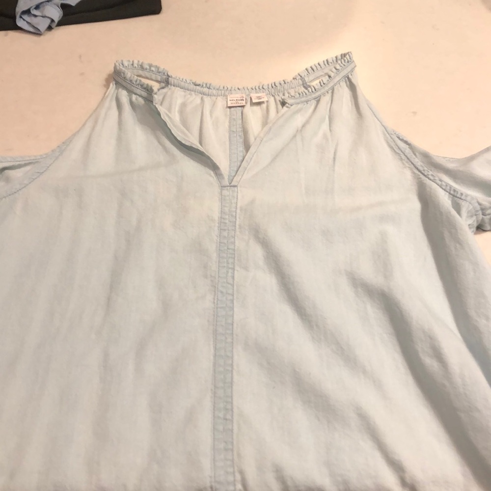 Light denim cut out shirt